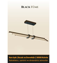 Cosmo Füme 6500K Lineer LED Sarkıt Avize – Kumandalı Dim Edilebilir – Aşağı Işık