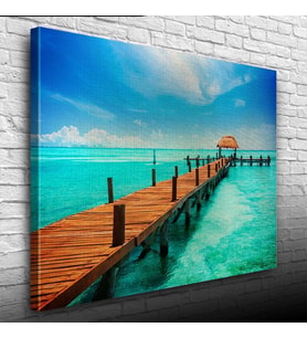 Turkuaz Deniz ve İskele Kanvas Tablo 50 x 70