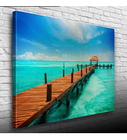 Turkuaz Deniz ve İskele Kanvas Tablo 50 x 70