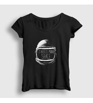 Presmono Kadın Siyah More Space V2 Astronaut Space Astronot Uzay T-Shirt 282719tt