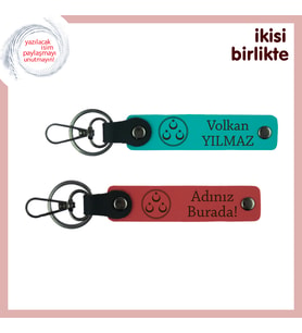 Vatan Temalı Anlamlı Sürpriz, Üç Ayyıldızlı Kişiye Özel 2’li Anahtarlık Takımı, K Turkuaz-Nar Çiçeği