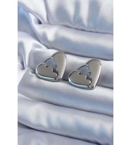 Gümüş Renk Kırık Kalp Model Pirinç Kadın Küpe TJ-BKP8083