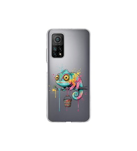 Xiaomi Mi 10 T ile Uyumlu Splash Bukalemun Tasarımlı Şeffaf Silikon Kılıf