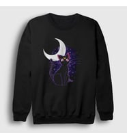 Presmono Unisex Siyah Luna Kedi Kedili Sailor Moon Ay Savaşçısı Sweatshirt 486041tt