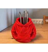 3D Baskı Kapüşonlu Sweatshirt Kalemlik - Masaüstü Organizer-Kırmızı