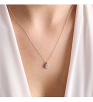 Beyaz Altın Baget Kolye Markiz Minimal (Çok Renkli)