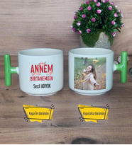 Annem Birtanemsin Kupa Bardak Fotoğraflı T Yeşil Kulplu Anneye Doğum Günü Anneler Günü Hediyesi