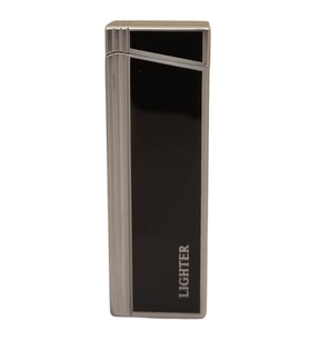 Gümüş - Siyah Tek Torch Pürmüz Metal Puro Çakmağı - TR8071