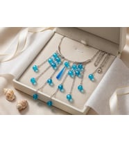 MK Design Jewelry Mavi Cam Kolye