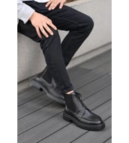 Shoetyle - Siyah Deri Fermuarlı Erkek Bot 250-085