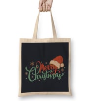 Yılbaşı Yeni Yıl Konseptli Merry Christmas 05 Bez Çanta Uzun Saplı