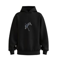 Oversize 'Falling Man' Baskılı Kapşonlu Hoodie Sweatshirt (Siyah)