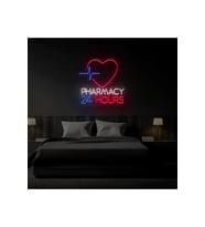 PHARMACY 24 HOURS Yazılı ve Şekilli Neon Tabela