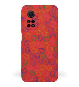 Xiaomi Mi 10T Pro Uyumlu Lansman Kılıf Hello Kitty Tasarımlı İçi Kadife Kapak-Kırmızı (Şeffaf)