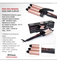Profesyonel Saç WAG Maşası 22mm -085 Su Dalgası Seramik Kaplama Plakalar Rose Gold (Rose - Gold)