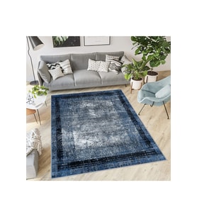Rovigo Home Dijital Baskı Yıkanabilir Kaymaz Taban Salon Halısı RVG0568 (Mavi)