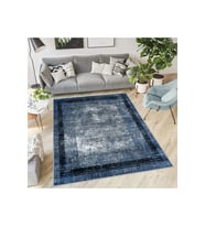 Rovigo Home Dijital Baskı Yıkanabilir Kaymaz Taban Salon Halısı RVG0568 (Mavi)