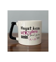 Senin En Güzel Yerin Memelerin Baskılı Sarı Kulplu Prime Kupa - Komik Hediye Bardak Fincan Mug