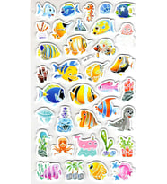 Sticker Eva Kabartmalı Stiker Çıkartma Defter Etiket (XK011) 14x24 cm - Renkli Balıklar
