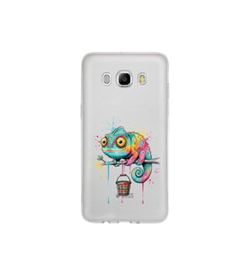 Samsung Galaxy J5 2016 ile Uyumlu Splash Bukalemun Tasarımlı Şeffaf Silikon Kılıf