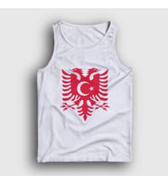 Presmono Unisex Beyaz Albania Türkiye Arnavutluk Bayrağı Atlet 495033tt (Beyaz)
