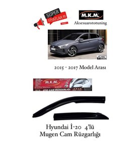 Hyundai I-20 2015 - 2017 Model 4'Lü Mugen Cam Rüzgarlığı