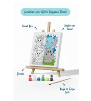 Safari Hayvanları Çocuk Boyama Tuvali – Şövaleli Eğitici Boyama Seti 20x20 cm