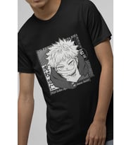 Anime Jujutsu Kaisen Itadori Sukuna Tişört (Siyah)