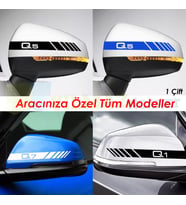 Audi Q1 Q2 Q3 Q4 Q5 Q6 Q7 Q8 Yan Dikiz Ayna Şerit Oto Sticker Etiket Yapıştırma Çıkartma 1 Çift ( 20 X 2 Cm Ölçü )