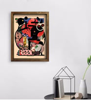 BK Gift Modern Soyut Tasarımlı Doğal Masif Ahşap Çerçeveli Tablo 45x65cm-6