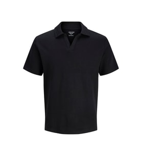 Jack & Jones Jormontauk Splıt Siyah Erkek Polo Yaka T-shirt 12290893