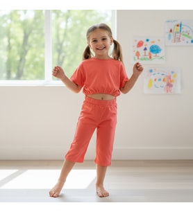 Çocuk Beli Lastikli Crop 2'li Takım CB1019