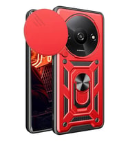 Redmi A3 4G Kılıf Pars Lens Yüzüklü Silikon - Kırmızı