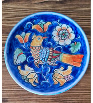 Loya Handmade- Kuş Desenli Çini Tabak (Kobalt Mavi)