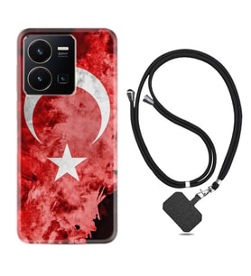 Vivo Y35 Kılıf Resimli Boyun Askılı İpli Desenli Silikon Şanlı Türk Bayrağı 1315