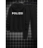 Unisex Polizei Sırt Baskılı Eşofman Takımı (Siyah)