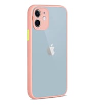 Apple iPhone 12 Montreal Arkası Şeffaf Sert Silikon Kılıf (Pembe)