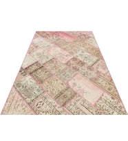 Bej Halı Modern Patchwork Eskitme Desenli Yün Pamuk El Dokuma Salon Yatak Odası Bohem
