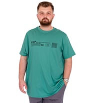 Mode XL Büyük Beden Erkek T-Shirt Bisiklet Yaka NYC New York U25019 Çağla