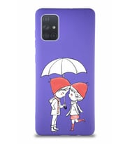 Samsung Galaxy A71 Soft Premier Kapak Aşk Tasarımlı Silikon Kılıf - Mor (Şeffaf)