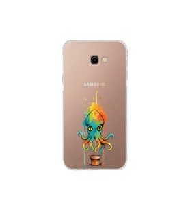 Samsung Galaxy J4+ Plus ile uyumlu Splash ahtapot tasarımlı şeffaf silikon kılıf