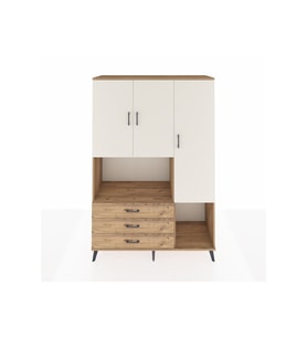 Hyperion Dolap 6 Raflı 3 Çekmeceli 3 Kapaklı 132x44x195 Çam-Aytaşı/Çam