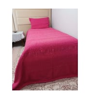 Tavşan Tüyü El Dokuma Yumuşak Dokulu Tek Kişilik Yatak Örtüsü (160x240)-Pembe