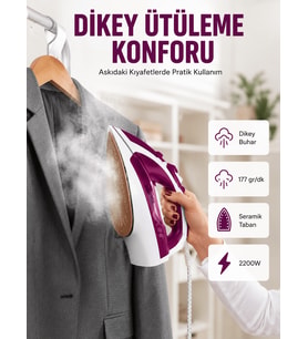 Modern Tasarım 2200W Dayanıklı Buharlı Seramik Kaplama Ütü Yeni Nesil