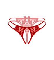 Mulvxbrf Brf02  Kırmızı Dantelli Önü Açık  Külot (Mulvix)