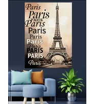 Paris Eyfel Kulesi Tipografik Dekoratif Kanvas - Mdf Ahşap Tablo