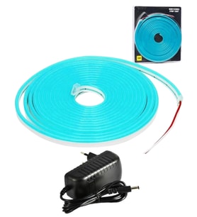 5 Metre 12 Volt 6x12 mm Esnek Turkuaz Neon Led 3A Plastik Adaptör Set