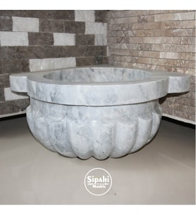 Sipahi Marble Kaplan Postu Mermer Kavun Dilimli Köşe Kurna