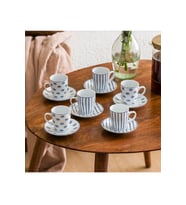 LCW HOME 6 Kişilik Porselen Kahve Fincan Takımı 90 Ml Göz Tema  (MAVI-BEYAZ)