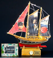Size Özel Led Işıklı Saatli El Yapımı Doğal Ahşap Gemi Hediyesi Farklı Modeller (Model 5)
